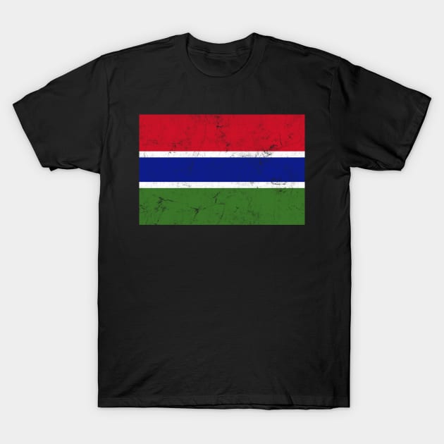 Gambia / Faded Vintage Style Flag Design T-Shirt by DankFutura